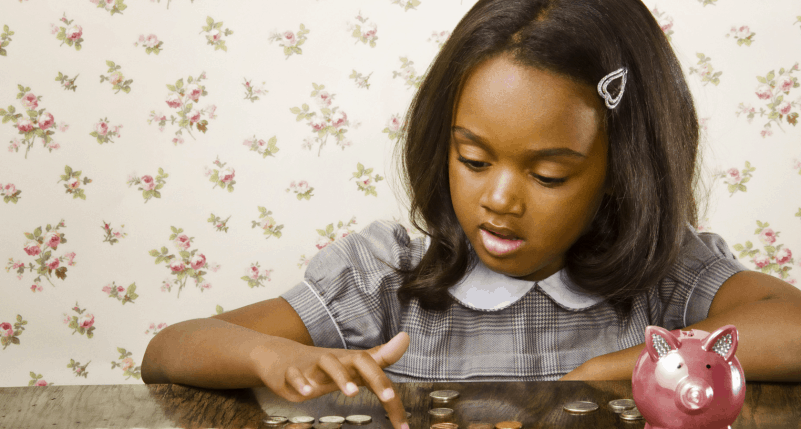 Girl counting money