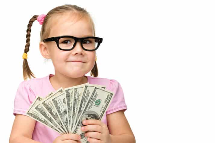 Child learning about money
